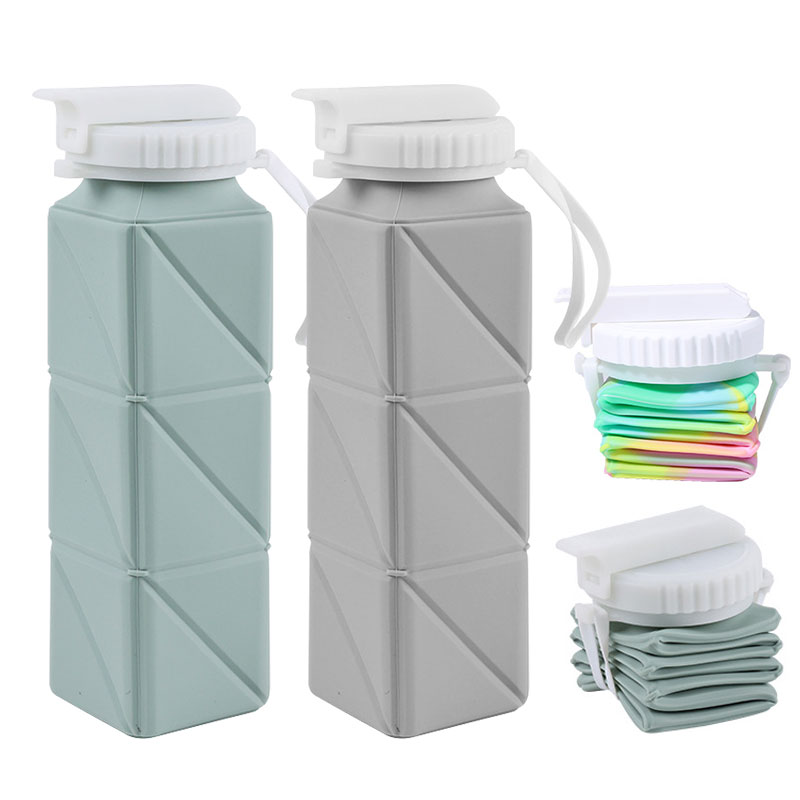 Water Bag Collapsible - 620 ml zusammenklappbarer Wasserflaschenbecher mit Strohhalmdeckel,