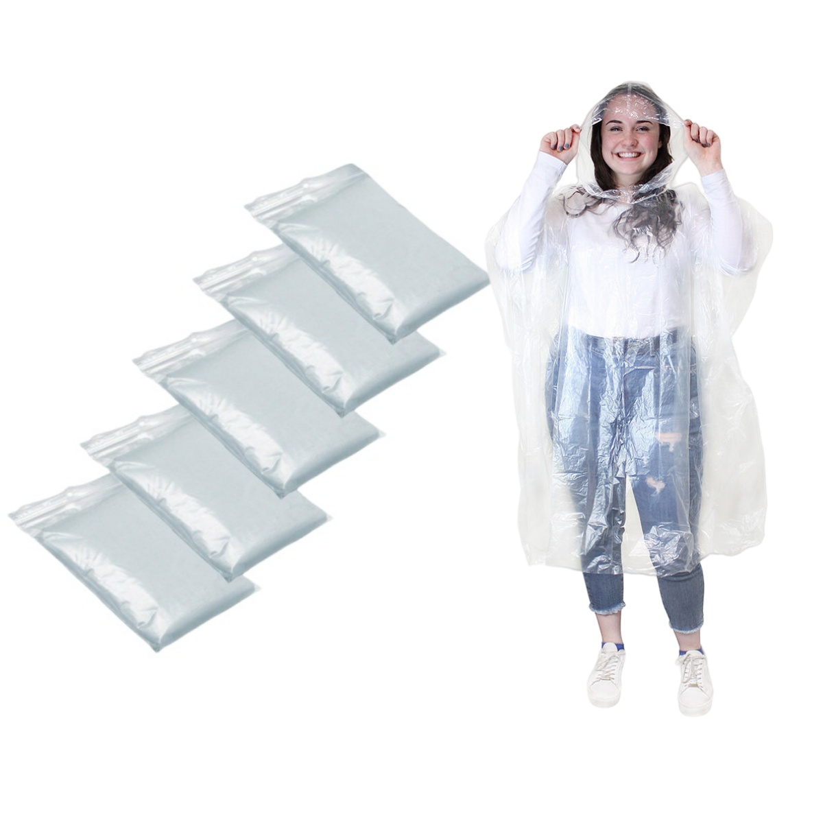 Emergency Poncho Rain - 12 Stück wasserdichter Einweg-Regenmantel im Freien