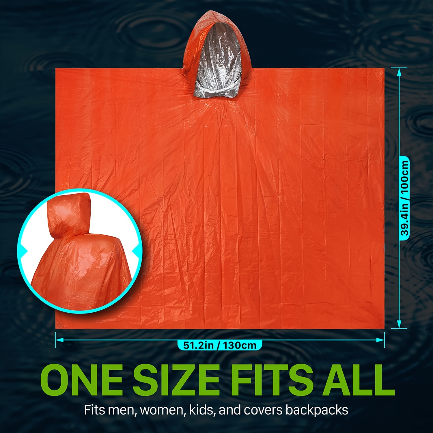 9-teiliges Notfall-Überlebenss – Emergency Poncho Rain Bewertung und Preis